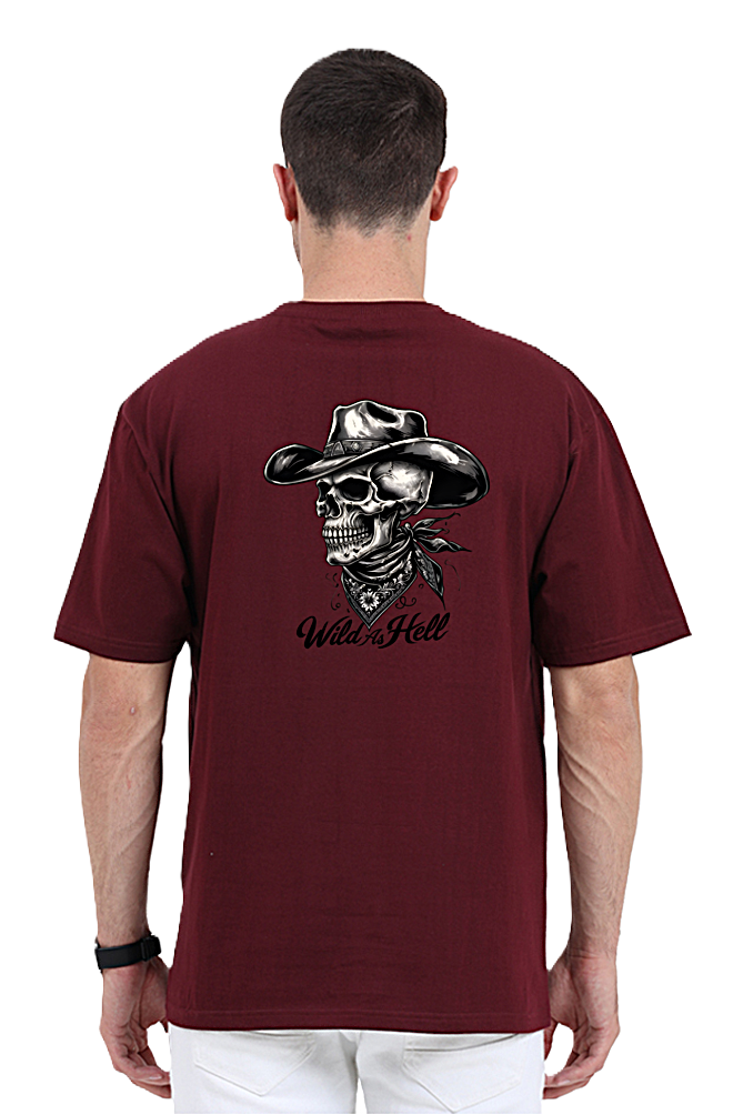 "Wild As Hell" Skull Graphic Oversized Unisex T-Shirt