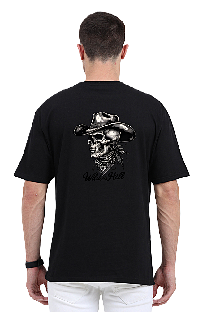 "Wild As Hell" Skull Graphic Oversized Unisex T-Shirt