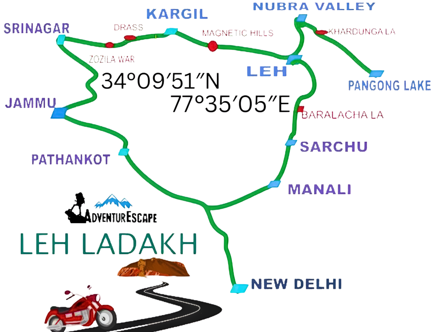 ✨ Delhi to Leh Ladakh Roadmap Oversized Unisex T-Shirt 🏔️