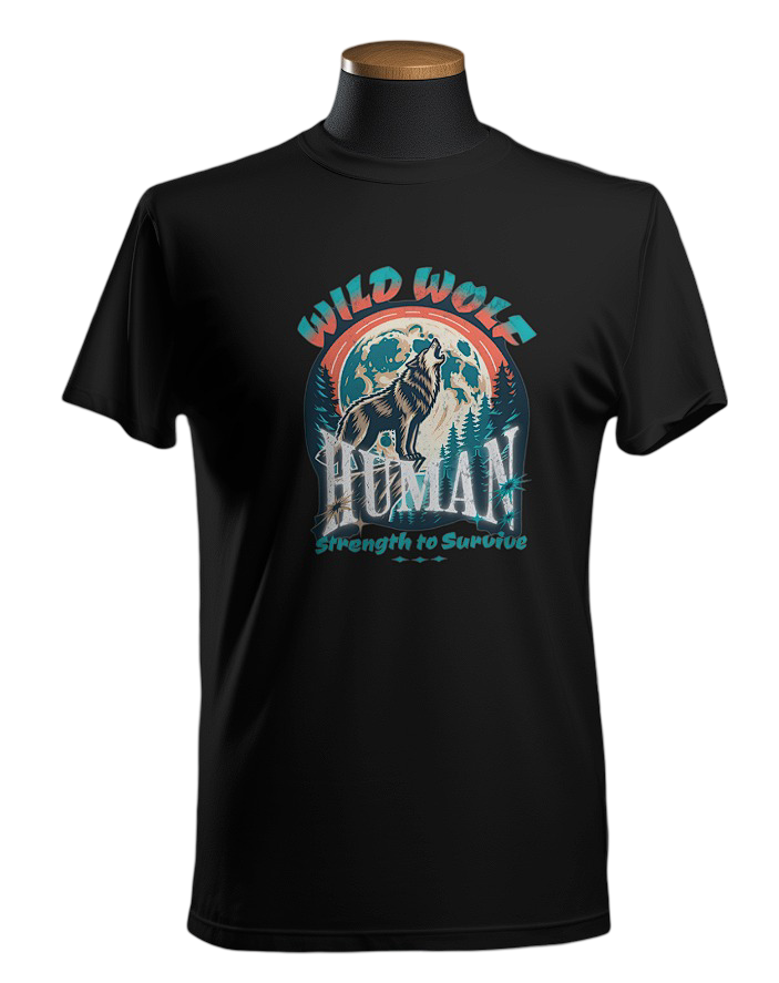 Trendy Wolf Print Unisex T-Shirt | Round Neck Tee by trendcious