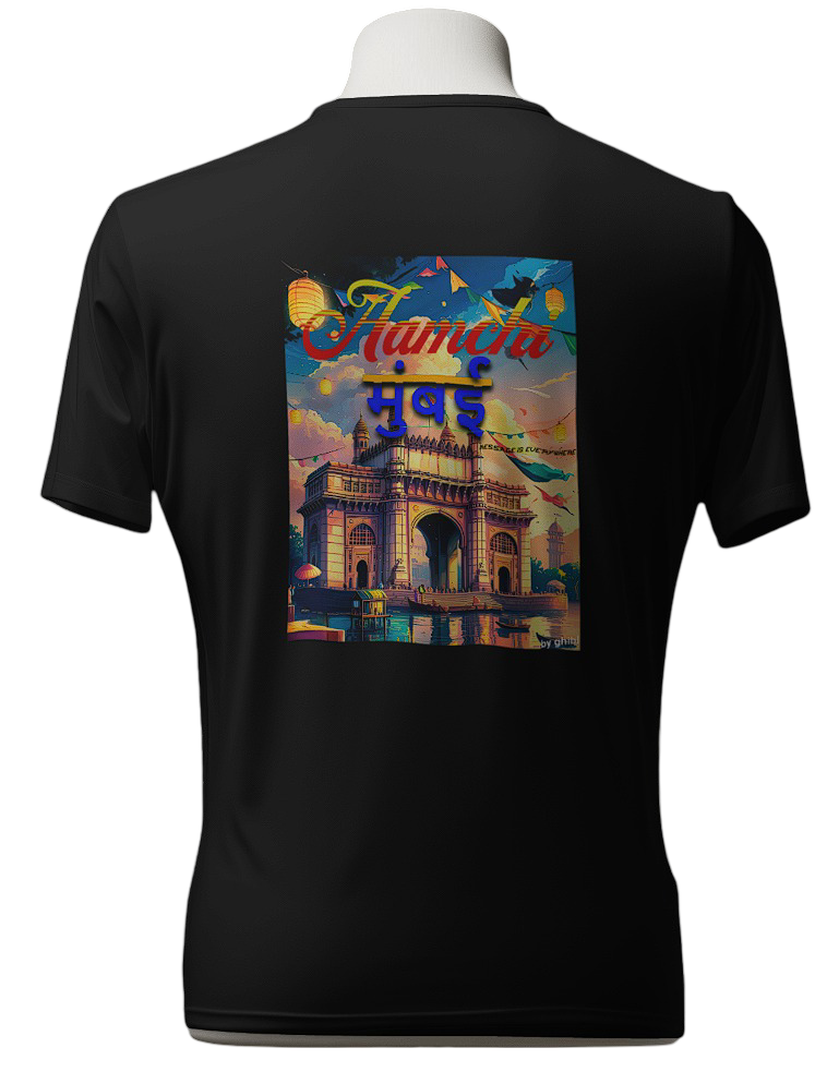 Aamchi Mumbai Graphics Round Neck Unisex T-Shirt-100% cotton