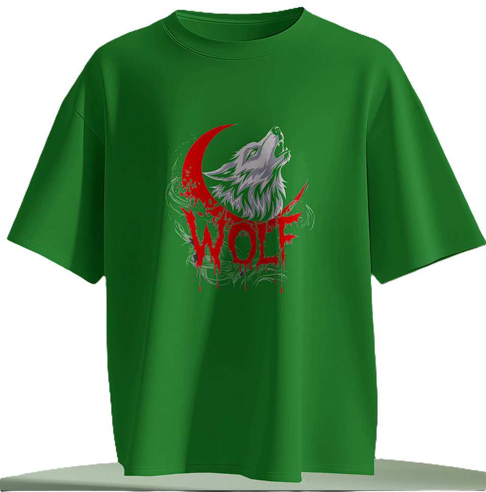 Bloody Wolf Graphic Unisex Oversized T-Shirt