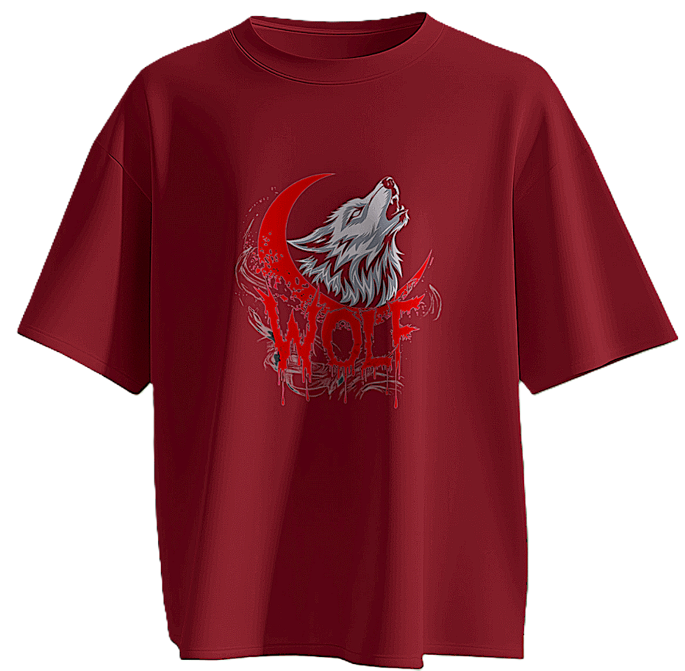 Bloody Wolf Graphic Unisex Oversized T-Shirt