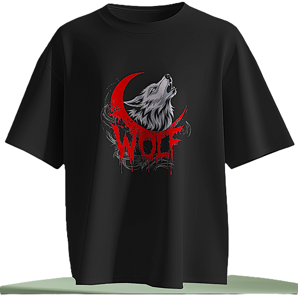 Bloody Wolf Graphic Unisex Oversized T-Shirt