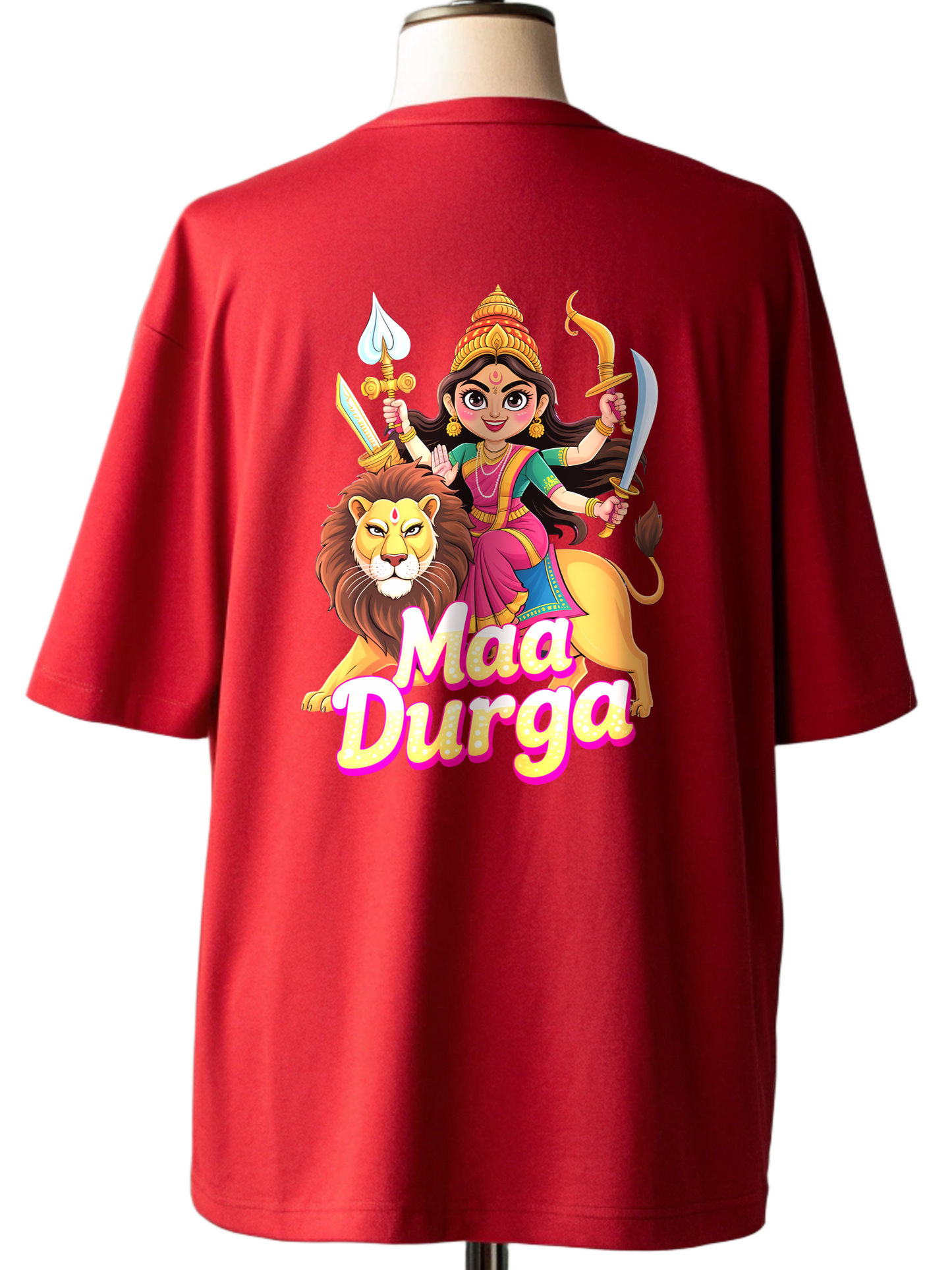 🌸Maa Durga Cartoon Graphic Oversized T-Shirt