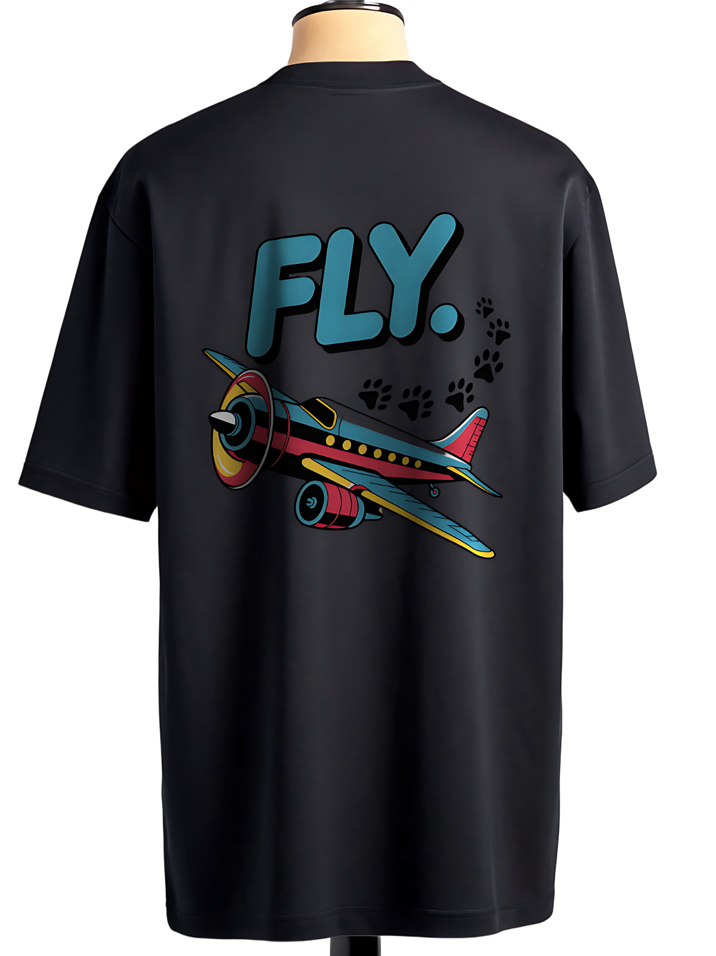 "FLY" Puppy Foots Graphics Unisex Oversized Classic T-Shirt