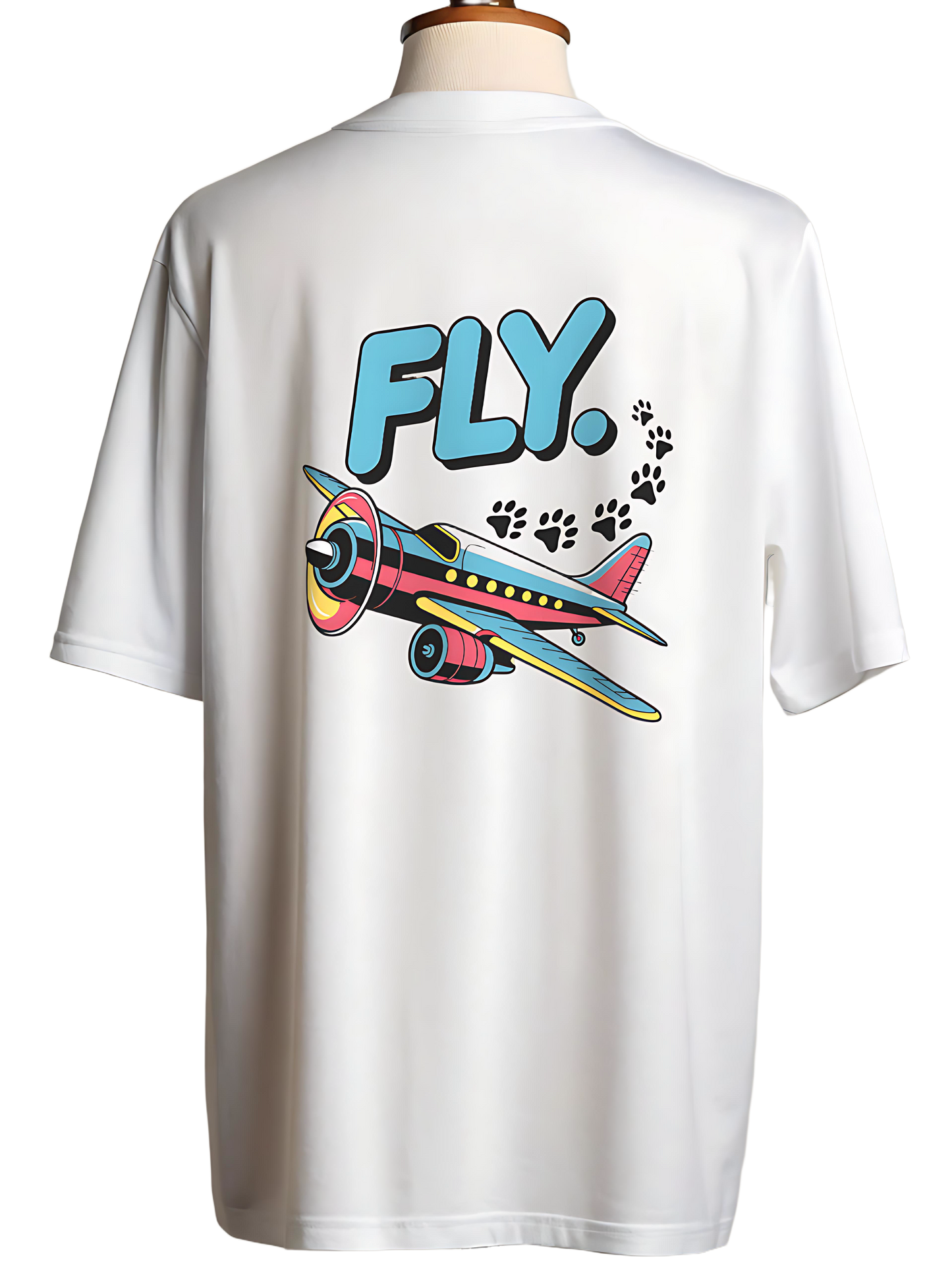 "FLY" Puppy Foots Graphics Unisex Oversized Classic T-Shirt