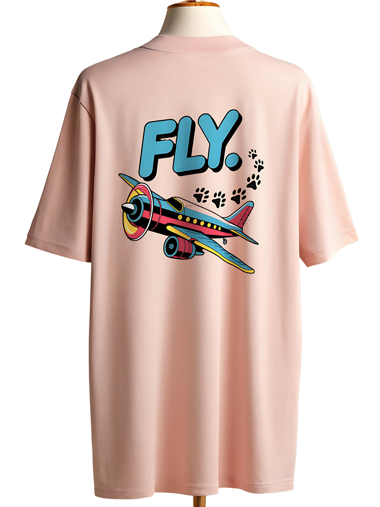 "FLY" Puppy Foots Graphics Unisex Oversized Classic T-Shirt