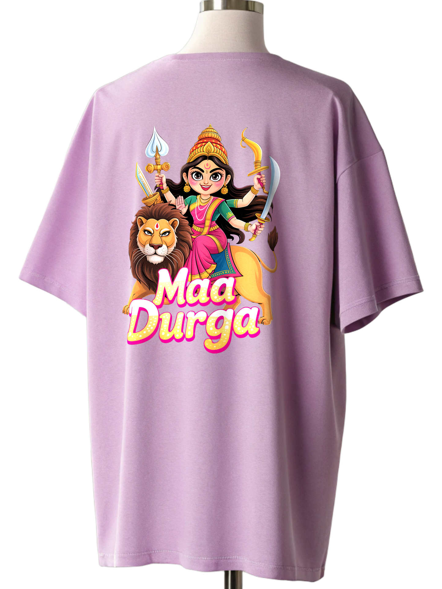 🌸Maa Durga Cartoon Graphic Oversized T-Shirt