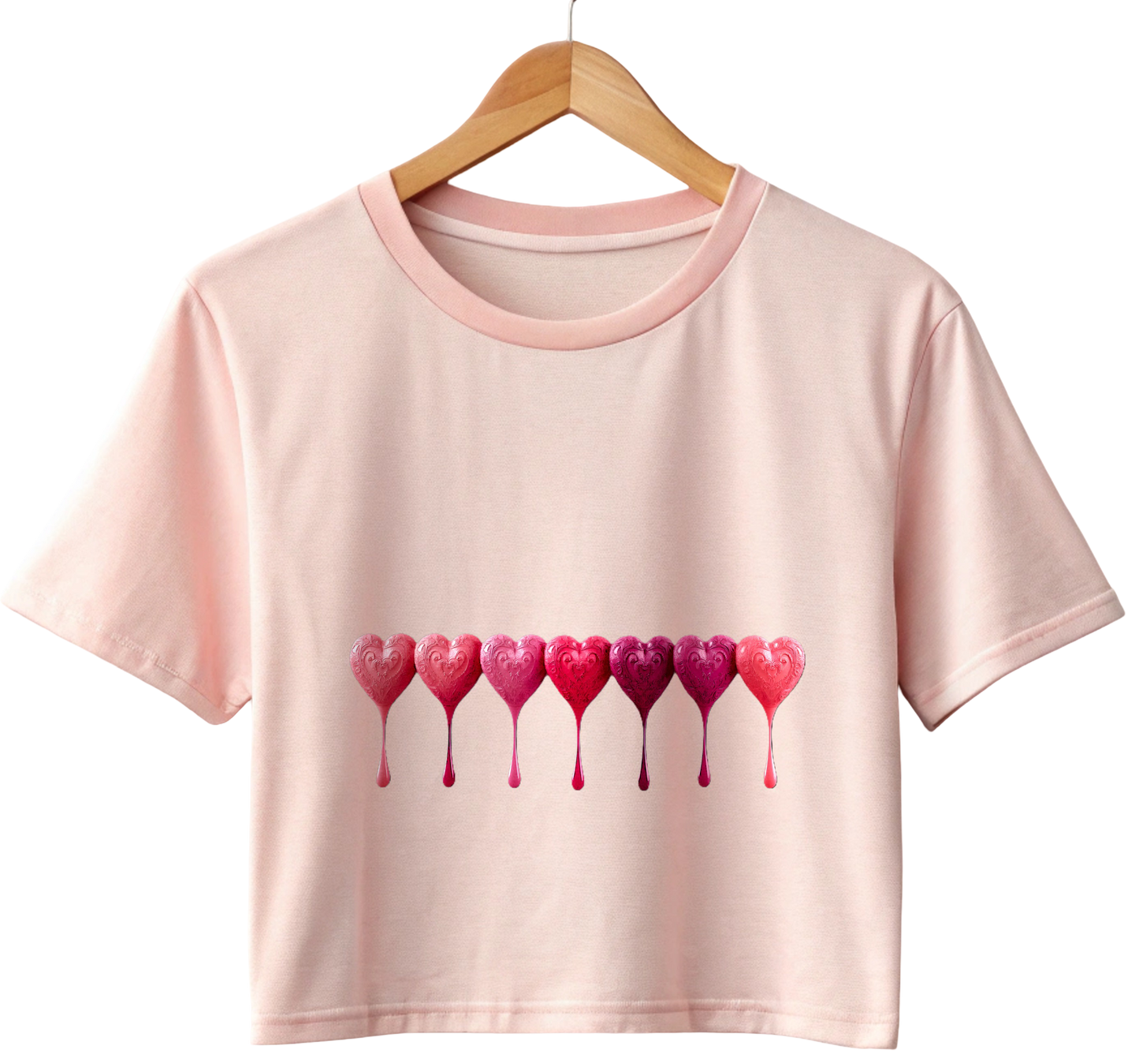 7 Shades of Pink Hearts Crop Top π