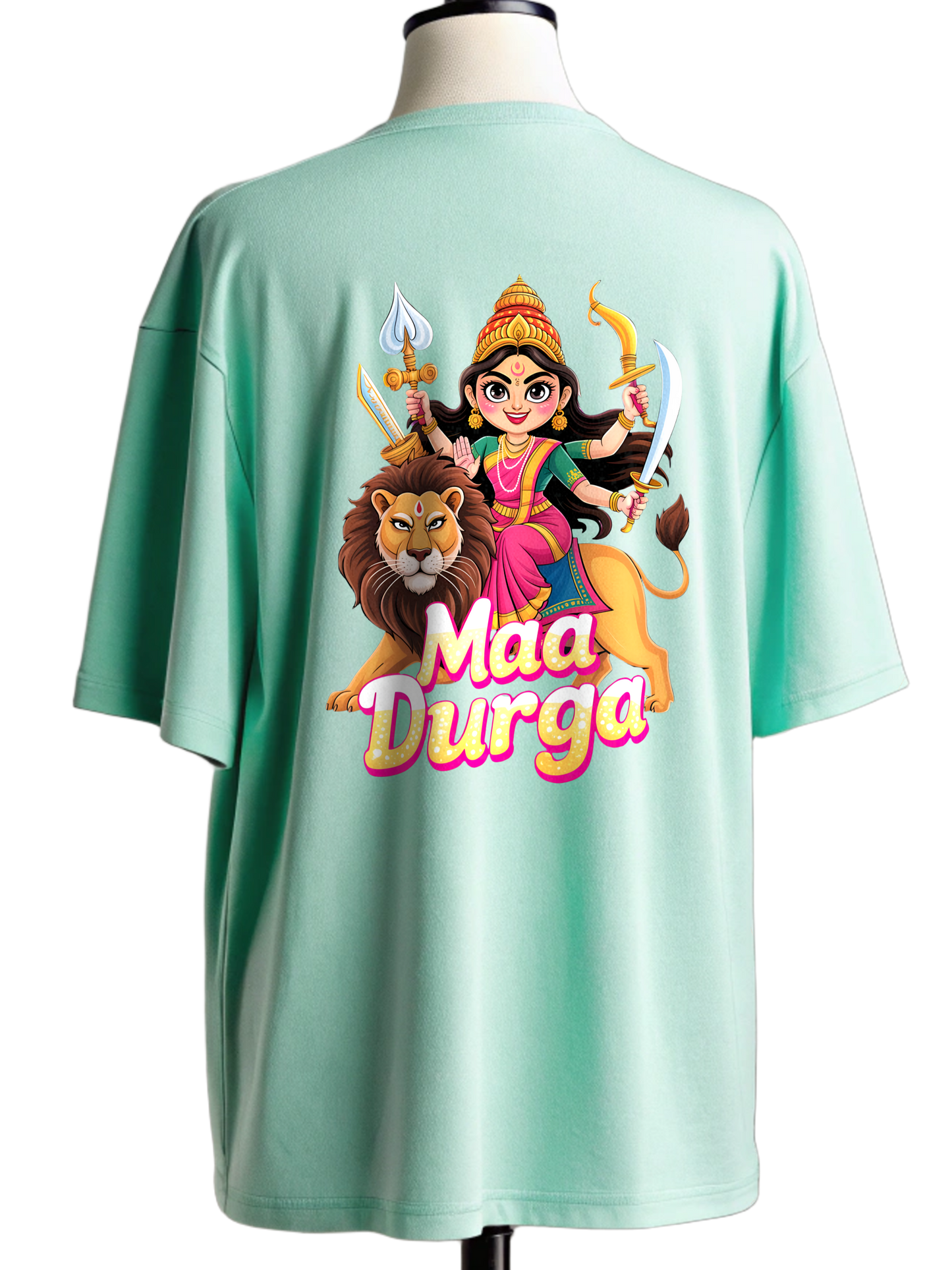 🌸Maa Durga Cartoon Graphic Oversized T-Shirt