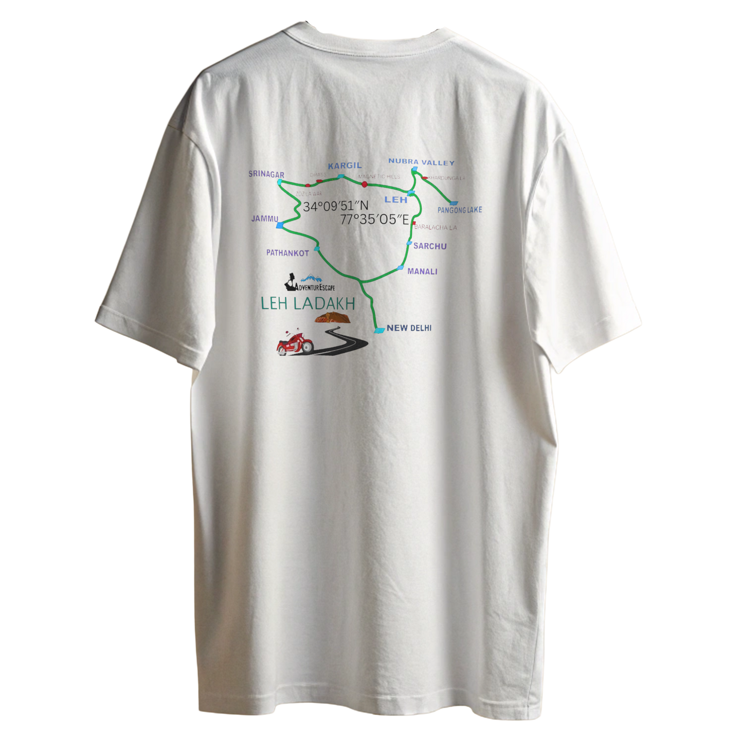 ✨ Delhi to Leh Ladakh Roadmap Oversized Unisex T-Shirt 🏔️