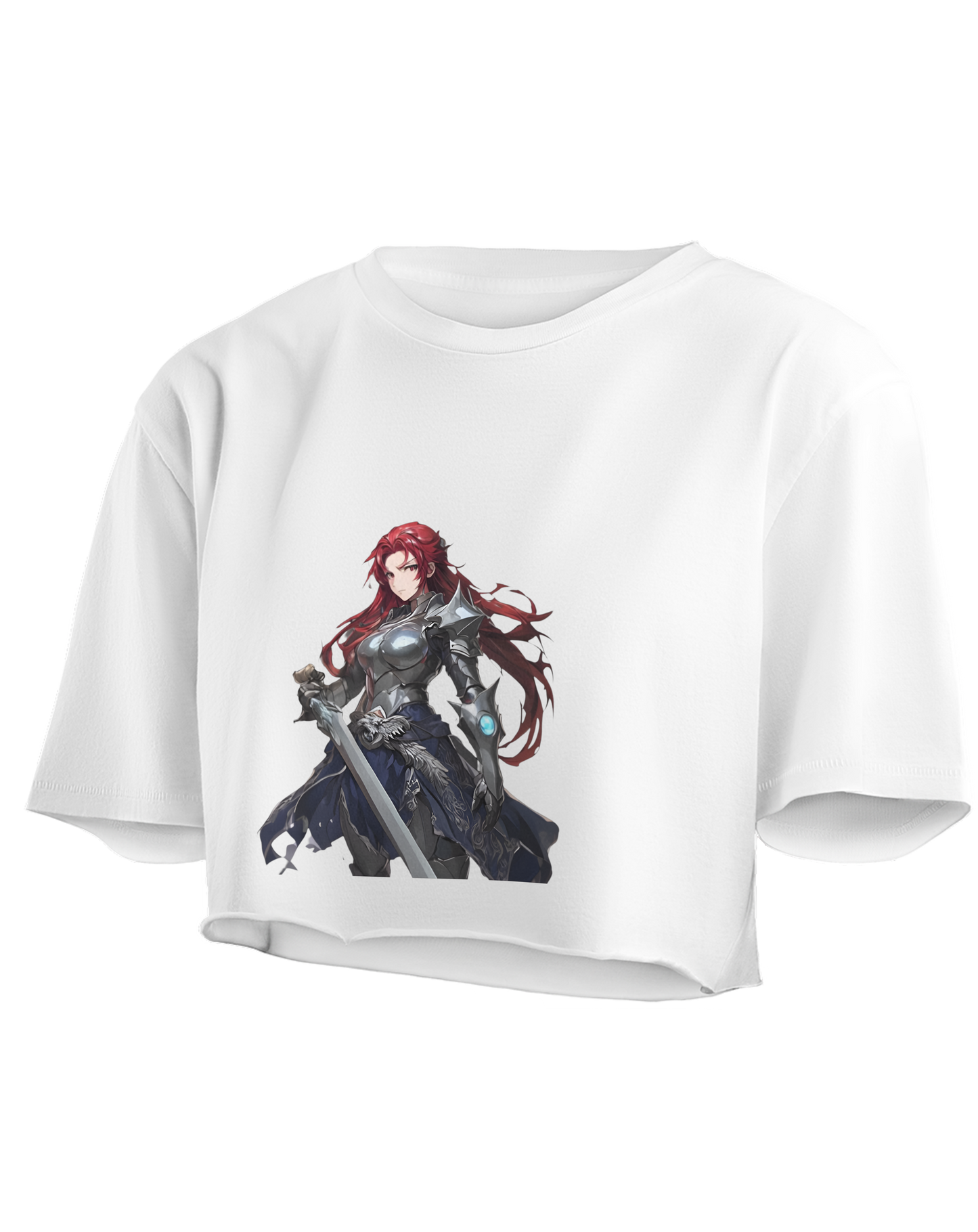 Anime Princess Warrior Graphic 100% Cotton Crop Top for Women.