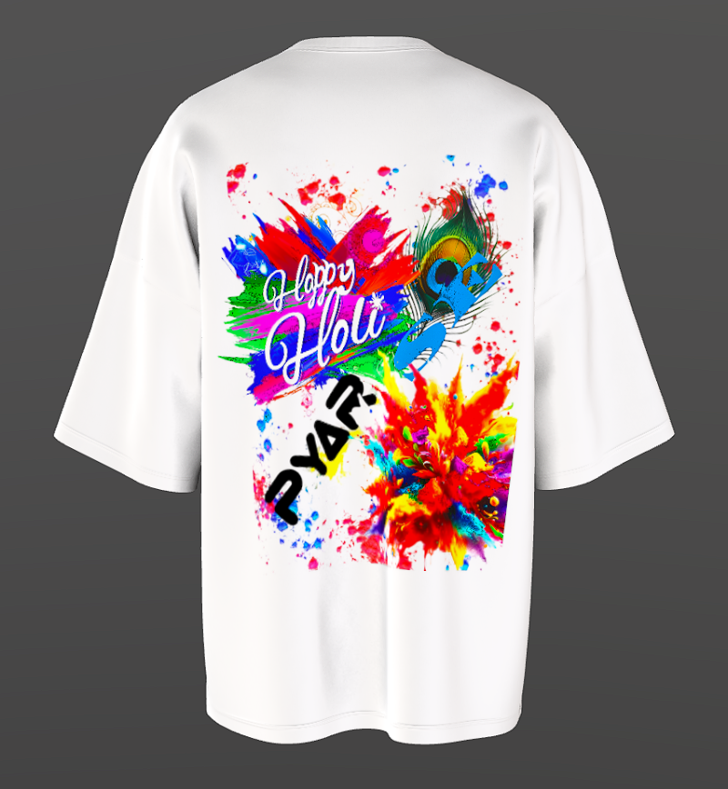 Happy Holi graphics unisex round neck t-shirt
