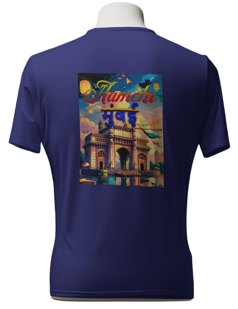 Aamchi Mumbai Graphics Round Neck Unisex T-Shirt-100% cotton