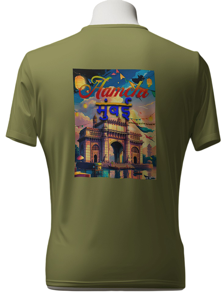 Aamchi Mumbai Graphics Round Neck Unisex T-Shirt-100% cotton