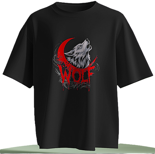 Bloody Wolf Graphic Unisex Oversized T-Shirt