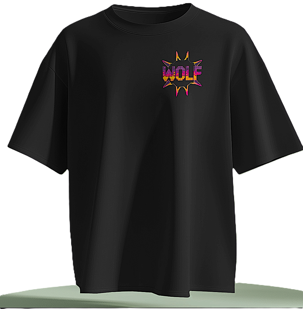 Pixelated Wolf Graphic Unisex Oversized T-Shirt