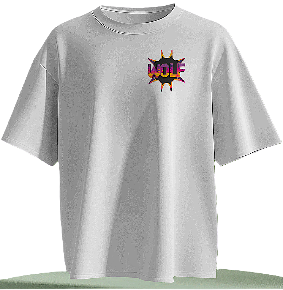 Pixelated Wolf Graphic Unisex Oversized T-Shirt