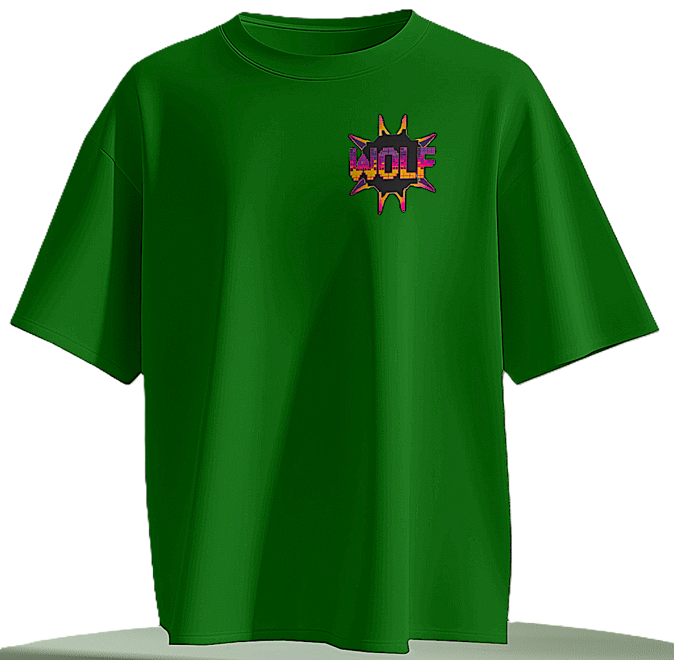 Pixelated Wolf Graphic Unisex Oversized T-Shirt